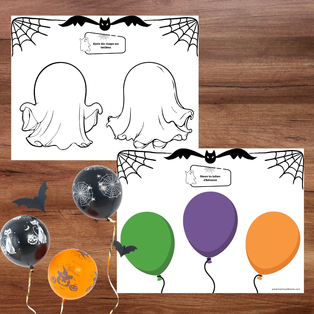 Tapis de pâte à modeler d’Halloween avec indications pour guider l’enfant